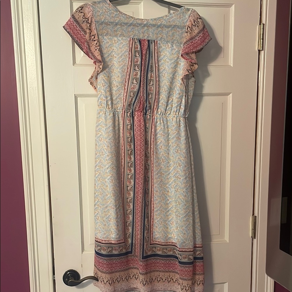 Elegant Multicolor Patterned Dress Large soft and nice